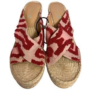 Maliparmi Red and Pink Beaded Sandals